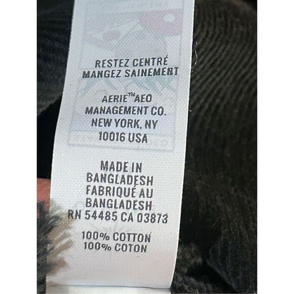 OFFLINE By Aerie Size M Corduroy Quarter Zip Shacket Shirt Black Oversized Raw n - Picture 6 of 7